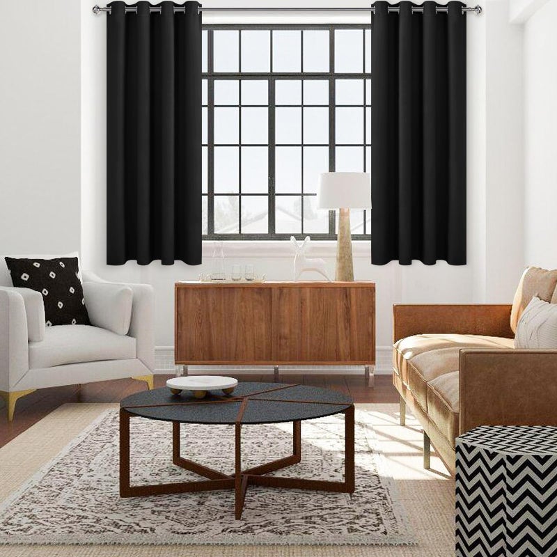 DWCN Black Blackout Curtains for Bedroom, Room Darkening Thermal Insulated Living Room Drapes, W52 x L72 Inches Long, Set of 2 - Image 2